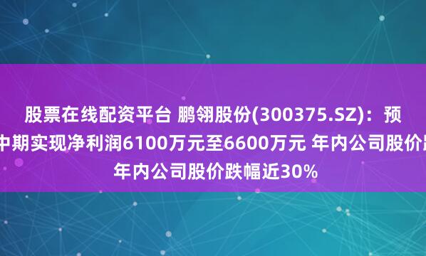 股票在线配资平台 鹏翎股份(300375.SZ)：预计2024年中期实现净利润6100万元至6600万元 年内公司股价跌幅近30%